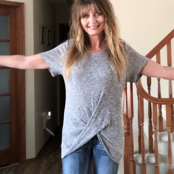 Judy Logan short sleeve grey/blk/wht top - Picture 10 of 11
